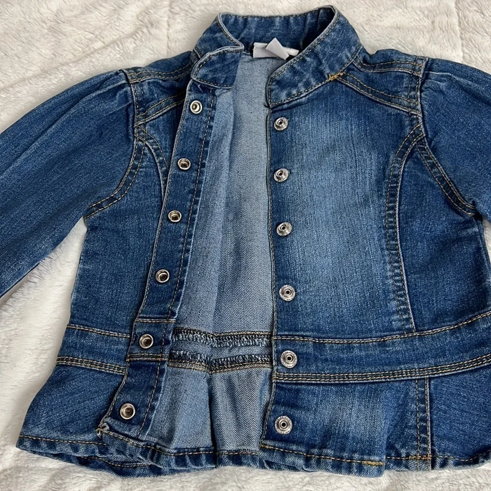 Little Maven by Tori Spelling Mandarin Collar Denim Blue Jean Jacket - Size 4Y